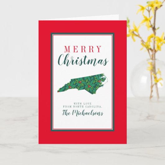 Carte Joyeux Noël de Caroline du Nord (Fleur jaune)