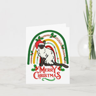 Carte Joyeux Noël de chat siamois