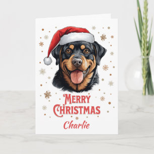 Carte Joyeux Noël de chien Rottweiler personnalisé