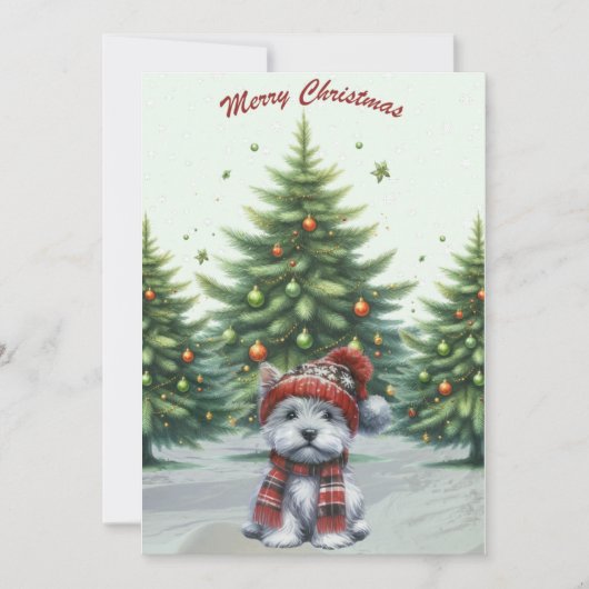 Carte Joyeux Noël de Chiot Westie (Devant)