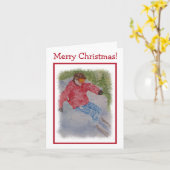 Carte Joyeux Noël de descendeur (Fleur jaune)