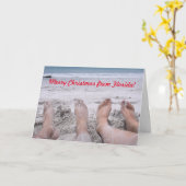 Carte Joyeux Noël de Floride drôle plage de vacances (Fleur jaune)