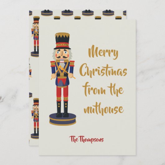 Carte Joyeux Noël de la nuthouse drôle Nutcracker (Devant / Derrière)