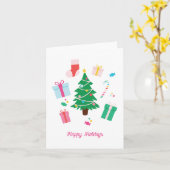 Carte Joyeux Noël de l'arbre de Noël de Preppy (Fleur jaune)