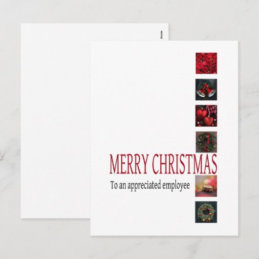 Carte Joyeux Noël de l'employé (Devant / Derrière)