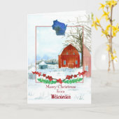 Carte Joyeux Noël de Wisconsin Red Grange (Fleur jaune)