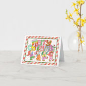 Carte Joyeux Noël d'elfes (Fleur jaune)