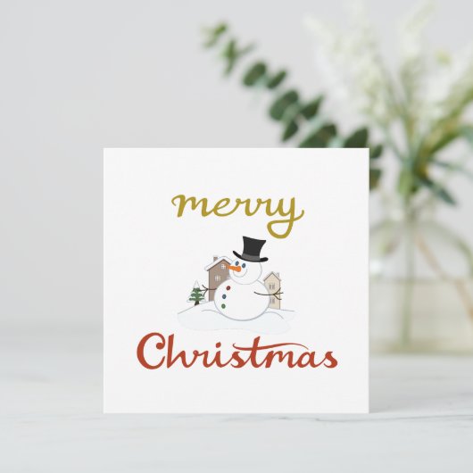 Carte Joyeux Noël+Design Snowman (Debout devant)