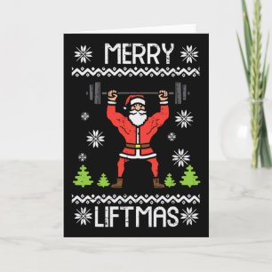 Carte Joyeux Noël d'haltères Noël moche Xmas Entraînemen