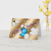 Carte Joyeux Noël d'or (Fleur jaune)