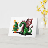 Carte Joyeux Noël Dragon (Fleur jaune)