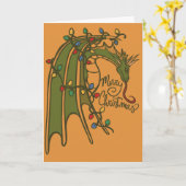 Carte Joyeux Noël Dragon Geek Vacances (Fleur jaune)