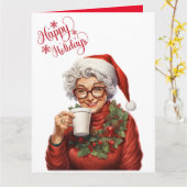 Carte Joyeux Noël drôle grand-mère (Fleur jaune)