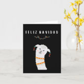 Carte Joyeux Noël drôle lama Noël espagnol (Fleur jaune)