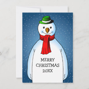 Carte Joyeux Noël du Bonhomme de Neige Heureux