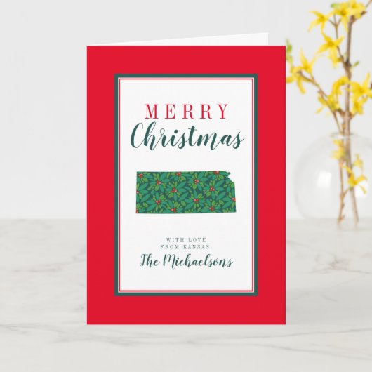 Carte Joyeux Noël du Kansas (Fleur jaune)