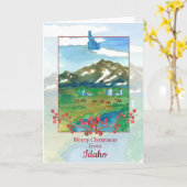 Carte Joyeux Noël du ranch des vaches Idaho (Fleur jaune)