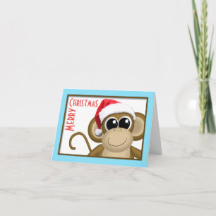 Carte "Joyeux Noël" du Singe de Santa Hat