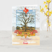 Carte Joyeux Noël du Texas Longhorn (Fleur jaune)