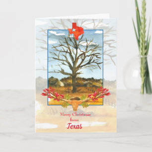 Carte Joyeux Noël du Texas Longhorn