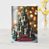 Carte Joyeux Noël Échecs (Fleur jaune)