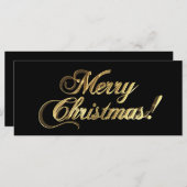 Carte Joyeux Noël Elégant Faux Gold Foil sur noir (Devant / Derrière)