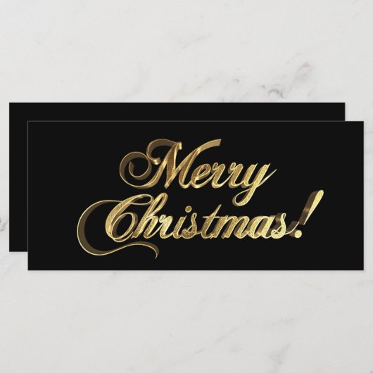 Carte Joyeux Noël Elégant Faux Gold Foil sur noir (Devant / Derrière)