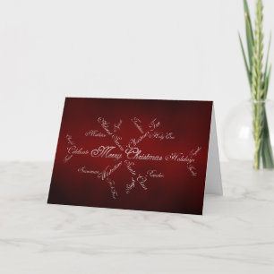 Carte Joyeux Noël élégant mot flocon de neige Noël