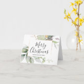 Carte Joyeux Noël Elégant Or Eucalyptus Moderne (Fleur jaune)