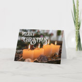 Carte Joyeux Noël élégante cierges de couronne de Noël (Devant)