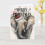 Carte Joyeux Noël éléphant mignon (Fleur jaune)