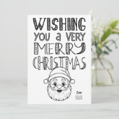 Carte Joyeux Noël en couleur Père Noël Flat (Debout devant)