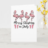 Carte Joyeux Noël En Juillet Flamant rose Été Cocktail (Fleur jaune)