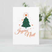 Carte Joyeux Noël en rouge : sapin classique et joyeux (Debout devant)