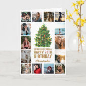 Carte Joyeux Noël et 70e Joyeux Anniversaire Photo (Fleur jaune)