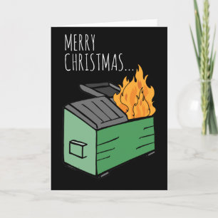 Carte Joyeux Noël et Bonne Année Incendie de poubelle
