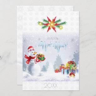 Carte Joyeux Noël et Bonne Année ! Snowman 20XX