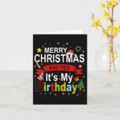 Carte Joyeux Noël et oui c'est mon cadeau d'anniversaire (Fleur jaune)