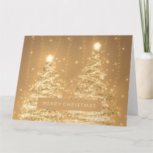 Carte Joyeux Noël étincelant Arbres Cuivre