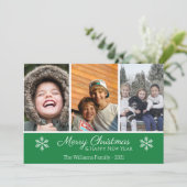 Carte Joyeux Noël Famille 3 Photo Snowflake (Debout devant)