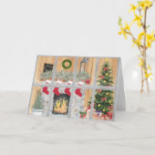 Carte Joyeux Noël Famille Foyer Arbre Cadeaux (Fleur jaune)