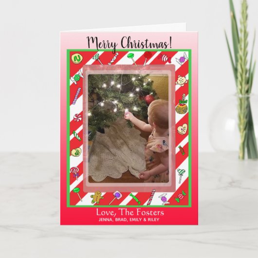 Carte Joyeux Noël Famille photo Whimsical (Devant)