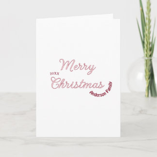 Carte joyeux noël famille rose nom 20xx pastel moderne