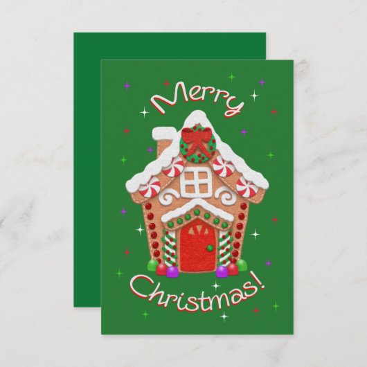 Carte Joyeux Noël ! Faux Felt Maison en pain d'épices (Devant / Derrière)