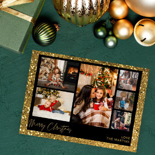 Carte Joyeux Noël Faux Gold Parties scintillant Multi Ph