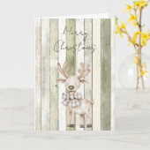 Carte Joyeux Noël Faux Vert Bois Grandes Rennes (Fleur jaune)