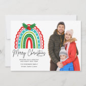 Carte Joyeux Noël Festif Rainbow Holly Photo (Devant)