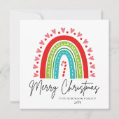 Carte Joyeux Noël Festive Rainbow Sucre de canne Coeur (Devant)