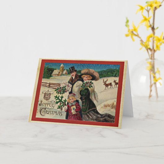 Carte Joyeux Noël, fête vintage (Fleur jaune)