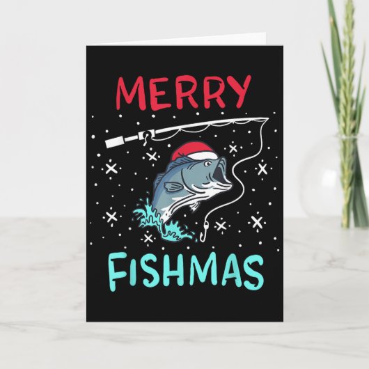 Carte Joyeux Noël Fishmas Drôle Pêche Poisson Cadeau Pr (Devant)